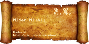 Mider Mihály névjegykártya